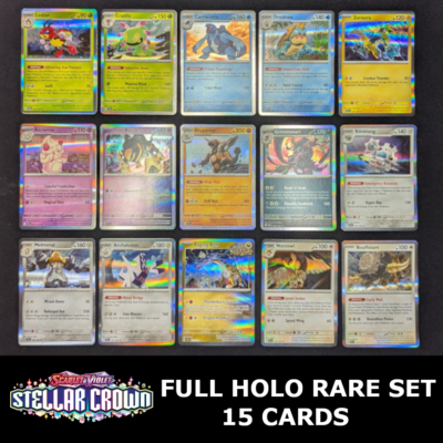 Pokemon TCG Stellar Crown - Complete Holo Rare Set - All 15 Cards