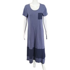 Belle by Kim Gravel Trendy Colorblock Maxi Dress Small Sz Blue Top Chest Pocket