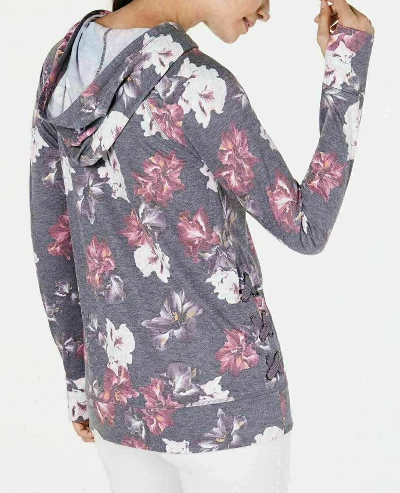 Sudadera con capucha con cordones con estampado floral Ideology para mujer talla S Foto 2 de 4