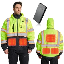 SRsafety Safety Heated Jacket,Waterproof Safety Jacket for Men with Pockets, ...