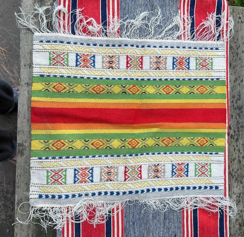 Antique Norwegian Weaving Wool Tapestry Runner Scandinavian Folk Art Norway