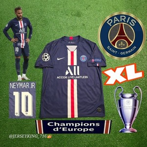 Nike PSG Neymar Jr #10 2019/2020  Home Soccer Jersey Champions League Patch XL 