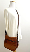 Fossil Crossbody Saddle Bag Brown Leather Distressed Adjustable Strap Vintage