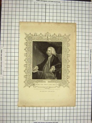 Original alter antiker Druck um 1790-um 1900 Portrait Henry Fox Lord Holland 18.