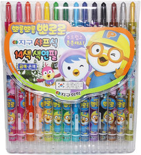 Pororo Plastic Twist up Crayons Color Pencils 14 Pens