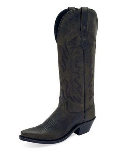 Old West Western Boots Womens Stitch Snip Leather 7 B Black TS1550