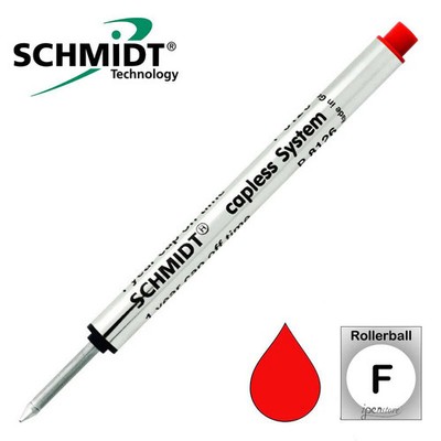 Schmidt P8126 Short Capless Rollerball Refill, Red, Fine 0.6 mm