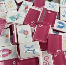 Engraved American Mahjong Tiles set ,160 Pink Cowgirls