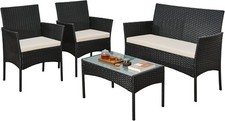 Rattan Sofa Set 4 Piece Garden Furniture Chair Coffee Table Outdoor Patio Set