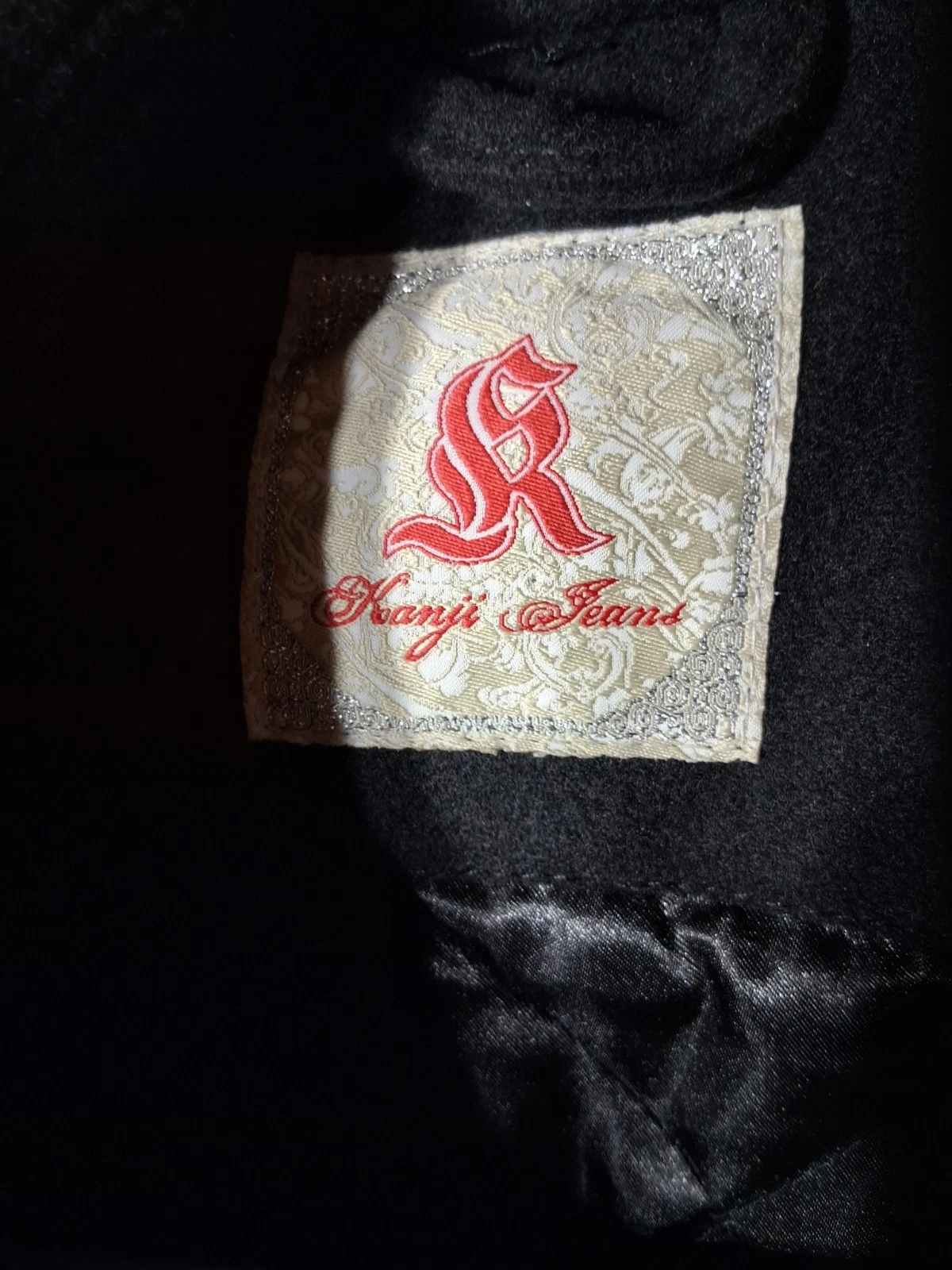 Kanji Jeans Men's Jacket Size 4XL Black Embroidered Wool Leather Vintage Unused - product detail image 5