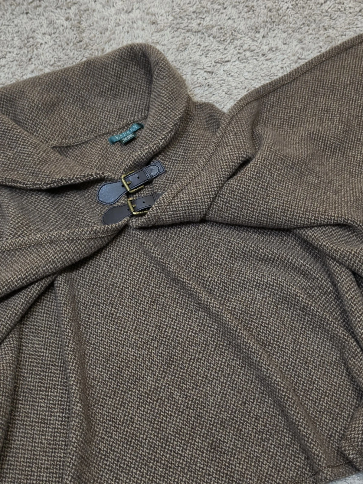 Lauren Ralph Lauren Brown Lambswool Sweater Cape Poncho Wrap Houndstooth Italy
Opens in a new window