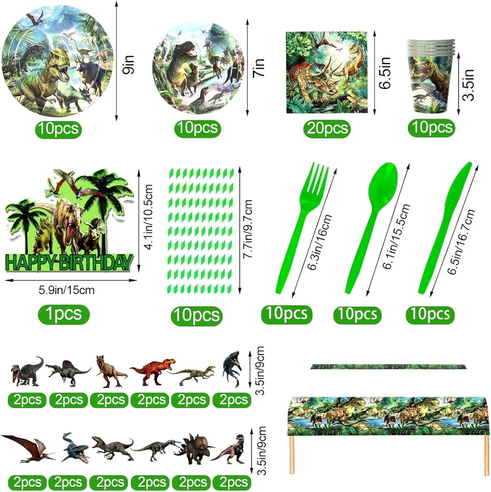 恐龙生日装饰,恐龙主题派对用品和装饰套装包括 — 第 2/4 张图片