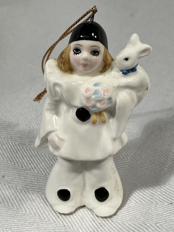 Vintage Schmid Pierrot Baby Love Ceramic Christmas Ornament 