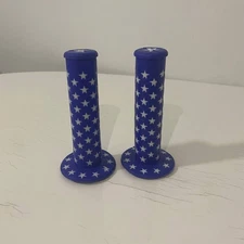 BMX handle bar grips stars old school style white blue