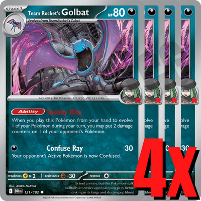 4x Team Rocket's Golbat 121/182 x4 - Destined Rivals - Pokemon TCG - Playset