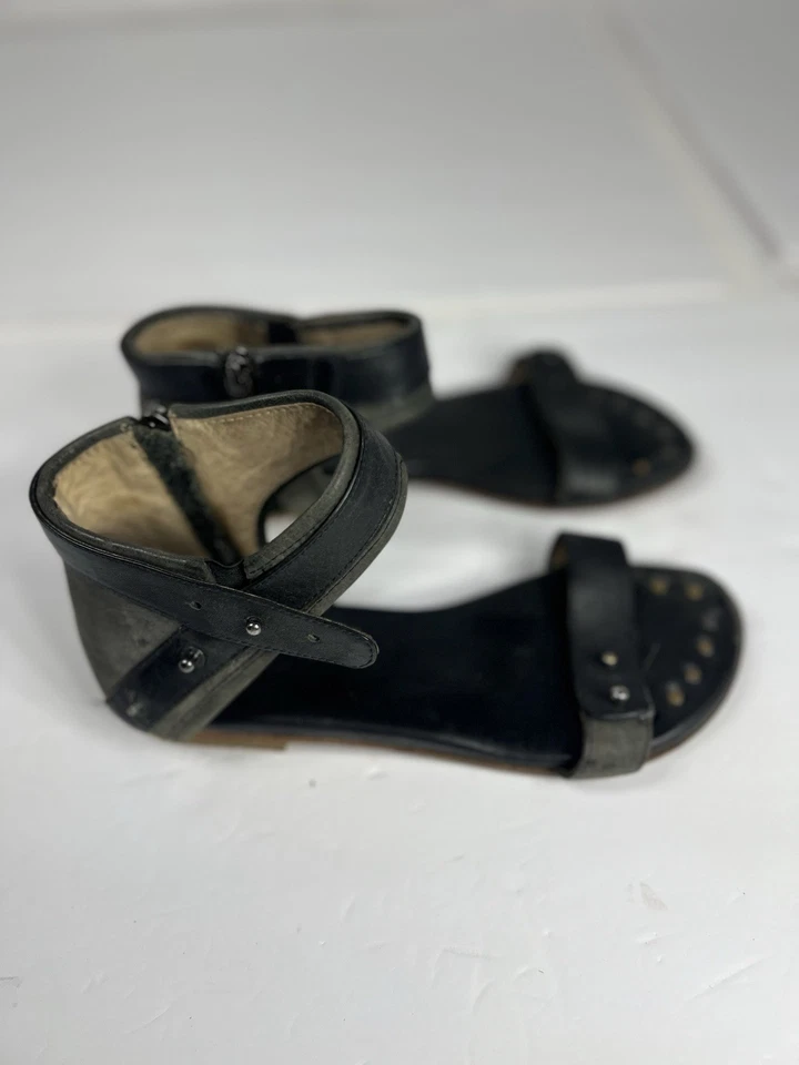 Sandalias Gladiador Matt Bernson Cuero Negro Tachuelas Talla 7 Cremallera De Colección Foto 4 de 4