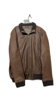 Leatherman braune Bomberjacke Leder weicher Reißverschluss Größe 48R Herren Freizeit klassisch