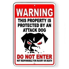 Sign Or Decal Beware Of Dog Will Bite Security Attack Guard Warning Trespassing