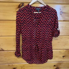 Ralph Lauren V-Neck jLong sleeve Tie Waist  Chevron Cotton Tunic size PM