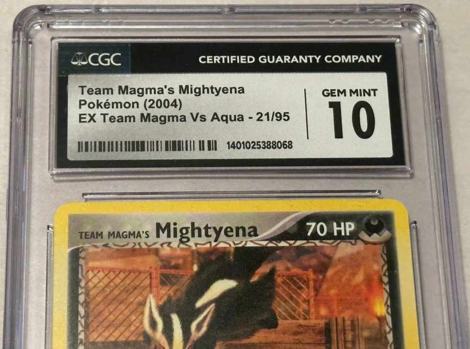 Team Magma's Mightyena CGC 10 Gem MINT, EX Magma Vs Aqua 21/95 2004 Pokemon Card - Image 3 of 4