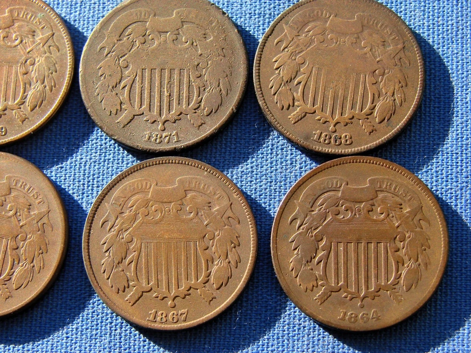 *NICE LOT OF (6) TWO CENT PIECES 1864, 65, 67, 68, 69, & 1871 - ESTATE FRESH* - Image 3 of 4