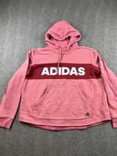 Adidas Women's Hoodie Sweatshirt Pink Maroon Accent Size Large Pullover Logo