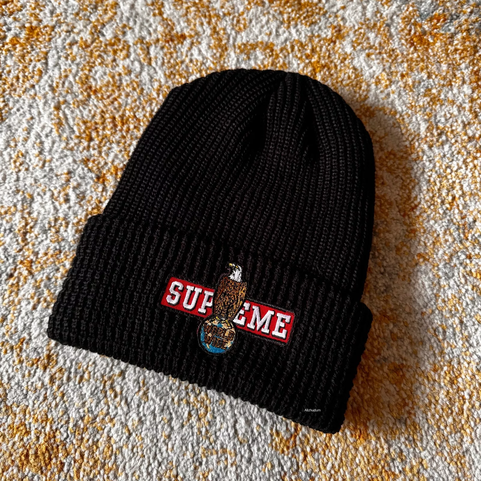 BONNET À GAUFRE AIGLE SUPREME FW23 NOIR