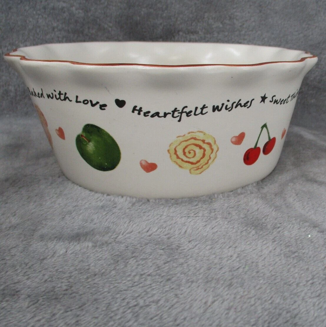 Candy Snacks Pie Serving Dish Decorative Round Stoneware 6" Diameter Vintage