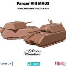 Eskice Miniatures WW2 German Panzer VIII Maus Super Heavy Tank Bolt Action 28mm