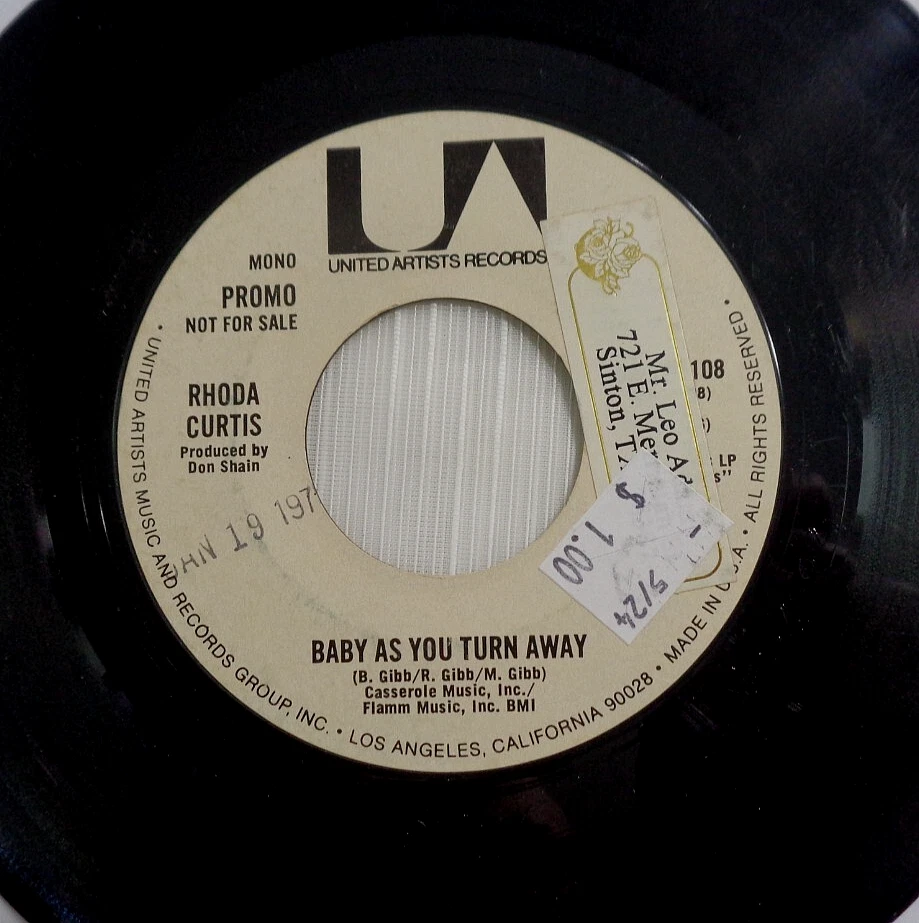 Rhoda Curtis: Baby As You Turn Away (Stereo/Mono) 1977 UA-XW1108 Promo Press G+ - Image 4 of 4