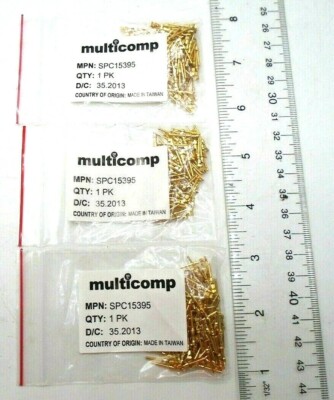 D Sub Lot of 300 Contact Connector Pin Brass Gold Plated 20/24 AWG SPC15395 New