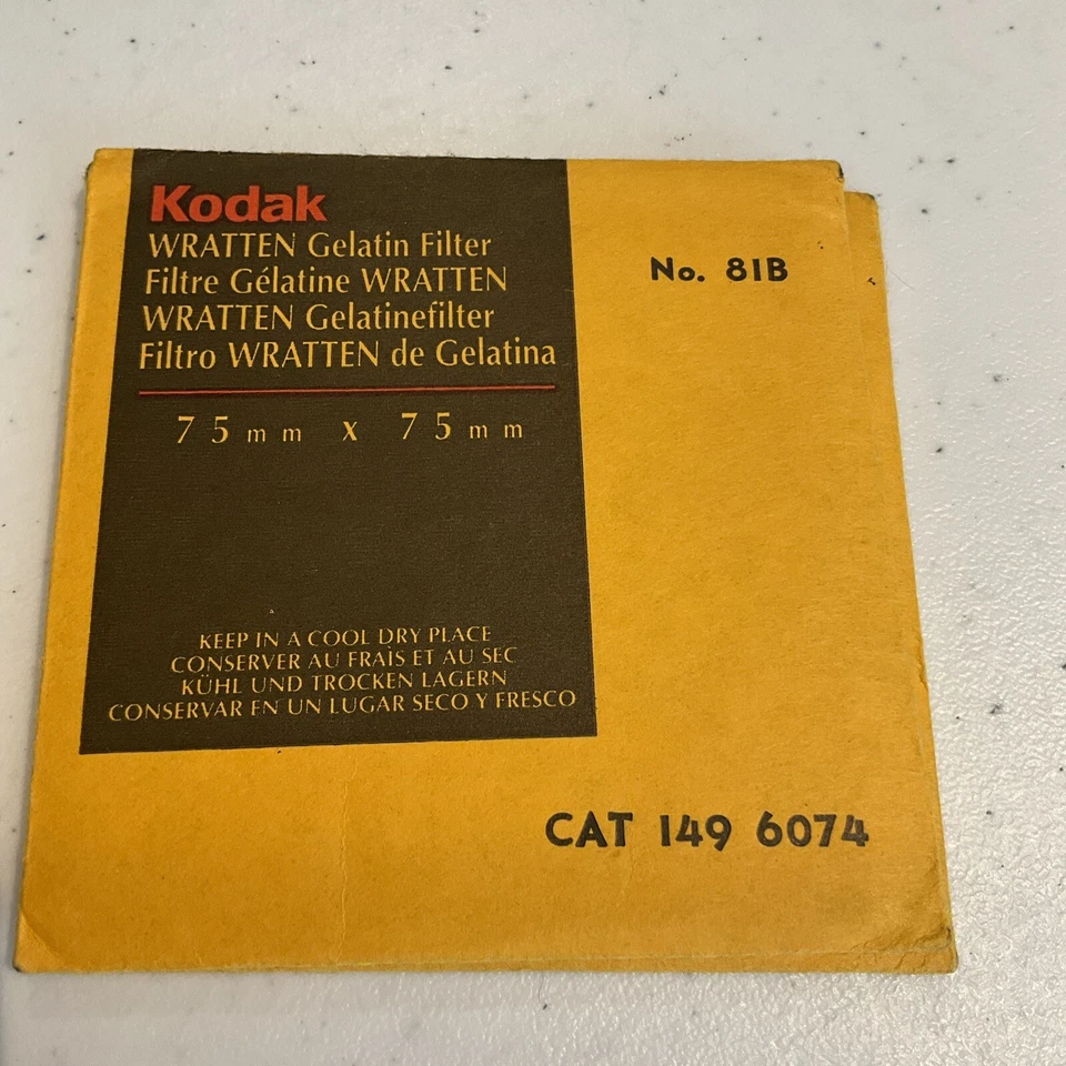 Kodak Wratten 81B Gelatin Filter 149 6074 75x75mm 3x3" NEW 1993 Sealed - Image 3 of 4