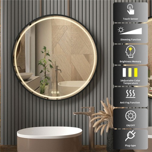 product-1-1 Luxury Framed LED Lighted Wall Mirror Anti-fog Bathroom Mirrors Makeup w/ Strap - Picture 10 of 23