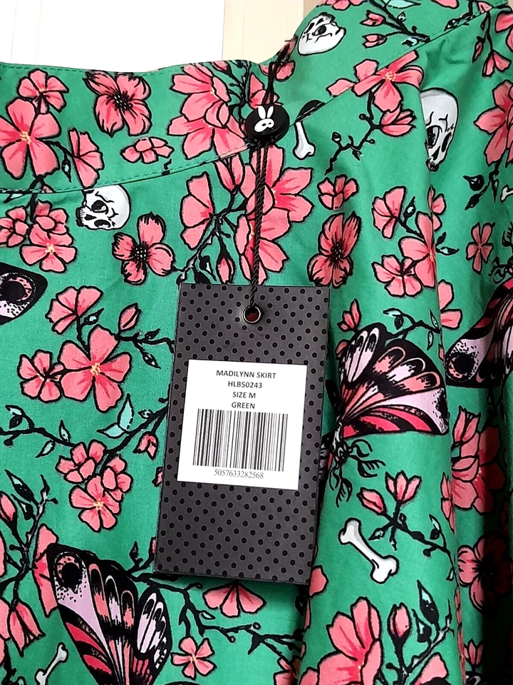 Falda Hell Bunny Madilynn Swing Retro Rockabilly Goth M Reino Unido 12 Nueva con Etiquetas Foto 3 de 4