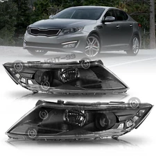 For 2011 2012 2013 Kia Optima Halogen Black Clear Healdights Assembly Pair