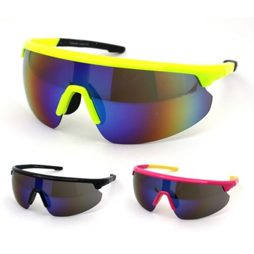 Colored Mirror Sport Baseball Half Rim 80s Pop Color Sunglasses - Zdjęcie 1 z 9