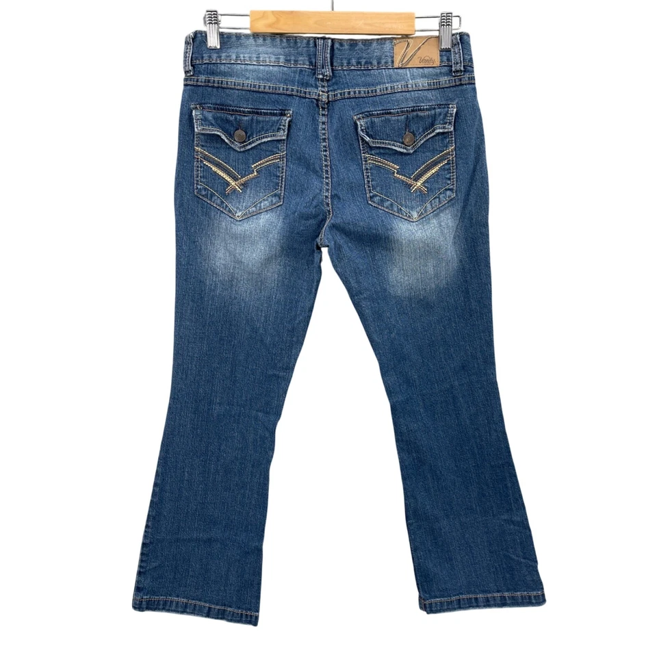 Jean Vanity Bootcut Mujer 32x29 Azul tiro bajo Western Festival Denim Bolsillo con solapa Foto 2 de 4