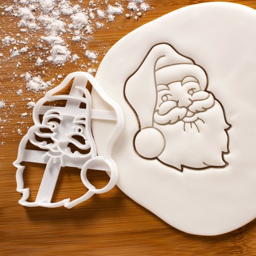 Set of 3 Christmas Cookie Cutters: Santa Claus Face, Snowman, Snow Globe biscuit - Picture 3 of 12
