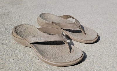 crocs flip flops with leather strap