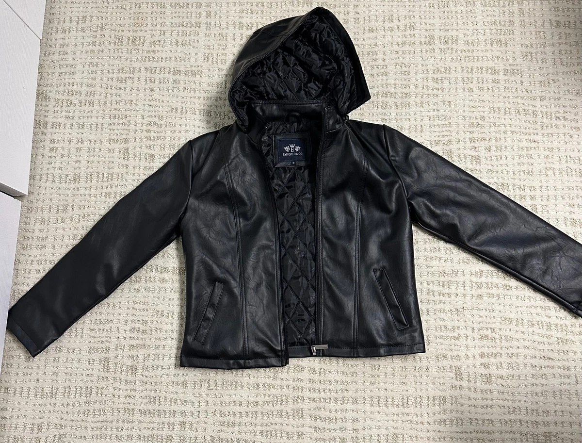 EMPORIO CO Woman s Leather Jacket Size Medium W Removable