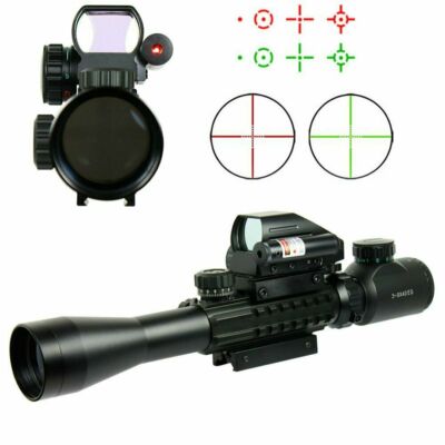 3-9X40 Rifle Scope Mil-dot with Holographic 4 Reticle Sight & Red Laser