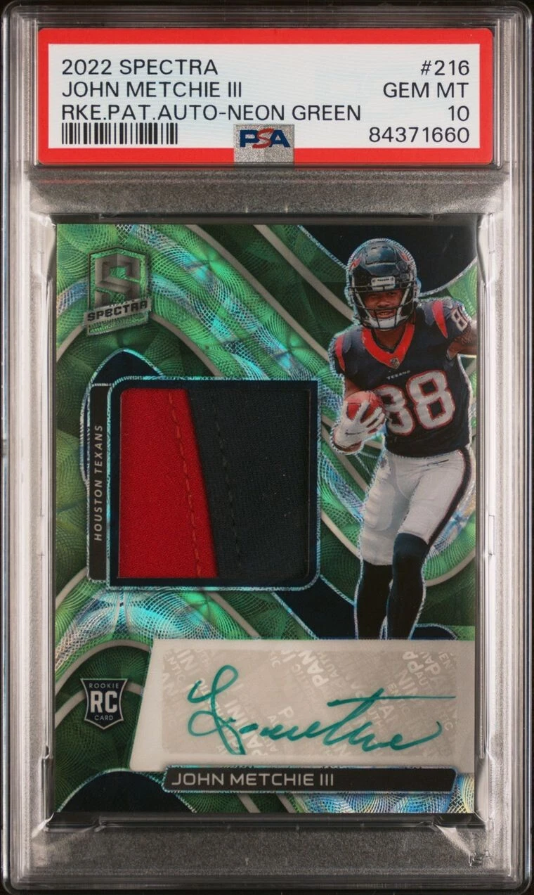 John Metchie Panini Spectra #216 Rookie Patch Autograph-Neon Green