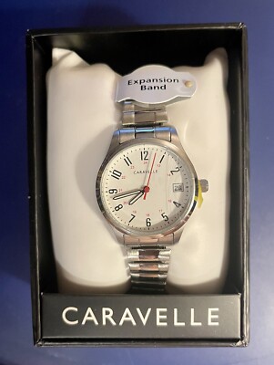 Caravelle by Bulova Ladies 3-Hand Silver Tone Ladies Watch Expandable Band