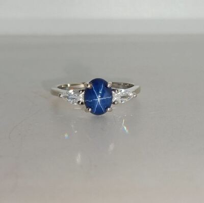 Blue Lindy Star Ring Handmade 925 Sterling Silver