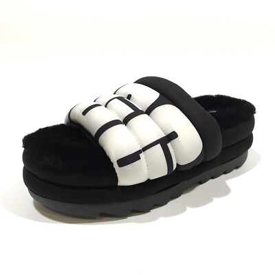 UGG Maxi Slide Logo Platform Puffer Sandals -Black -Women display picture 1
