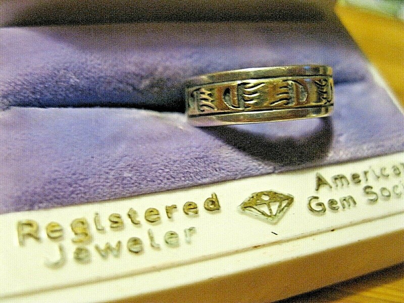 Navajo 14K / Sterling Bear Paw Band signed by Native American P. Skeets