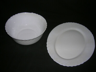 HARMONIA Spain gr. Schüssel +gr Servierplatte weiß oval Hartglas 35 x 27cm 80er 