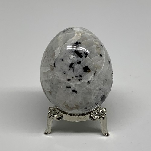 152.7g, 2.2"x1.8", Natural Gemstone White Rainbow Moonstone Egg, B34416 - Picture 10 of 12