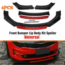 For 2016-2021 Honda Civic Front Bumper Lip Body Kit Spoiler Glossy Black + Red