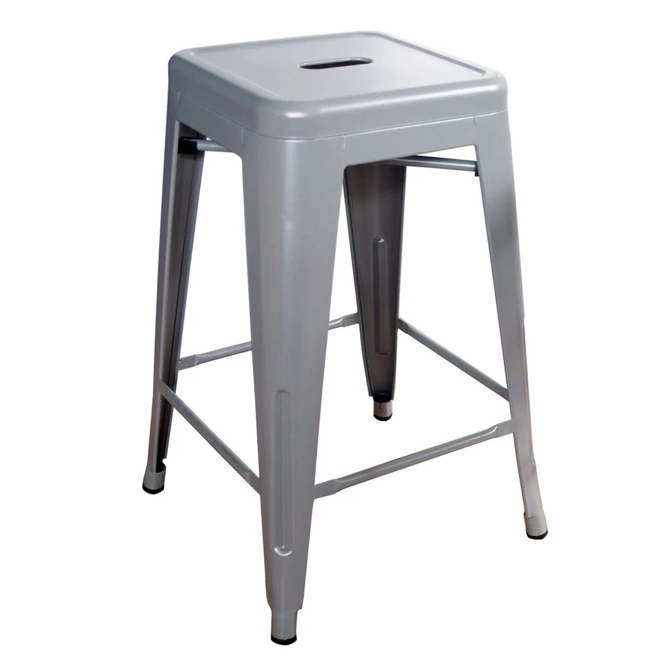 Amerihome BS24SLVRSET Loft Silver 24 Inch Metal Bar Stool - 4 Piece - Image 3 of 4